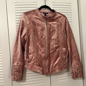 Torrid Pink Crushed Velvet Moto Jacket